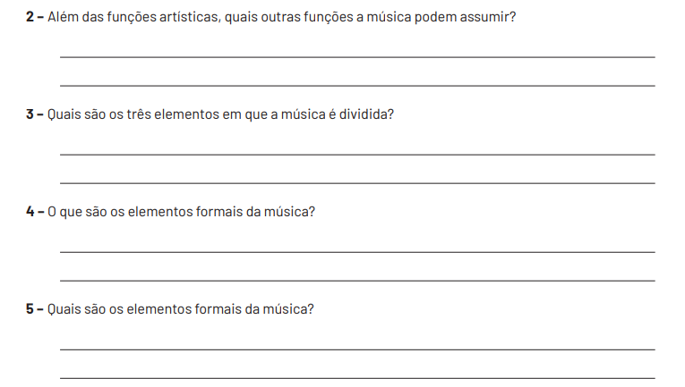 Atividade de Arte- 6 ano- A música, o ritmo e a melodia worksheet